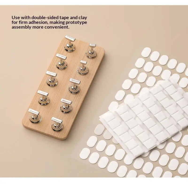 Double Row Magnetic Nail Holder Practice Display Stand UV Gel Polish 10 Chess Wooden Base Showing Shelf Manicure Tool Peaceful Pleasures Health and Wellness