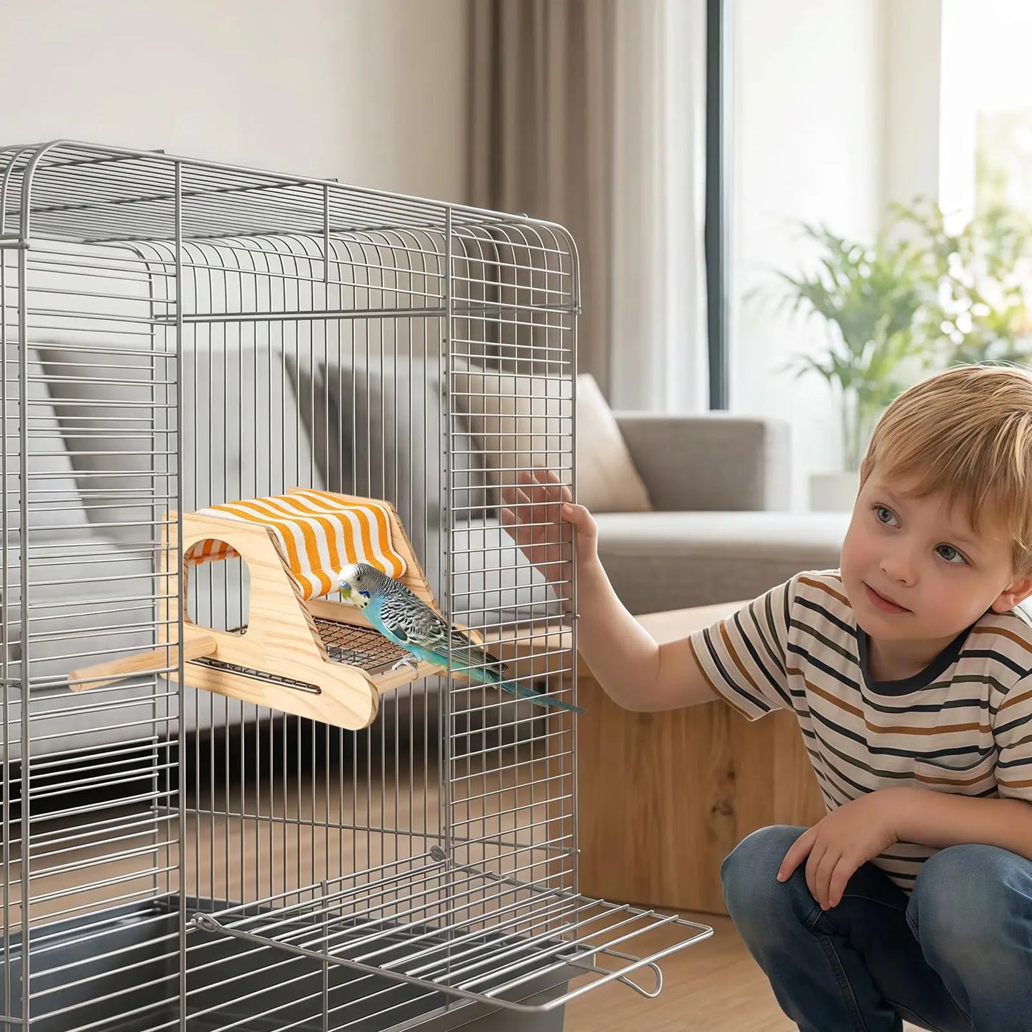 Wooden Bird House for Cage | Nest for Conure Lovebird Cockatiel