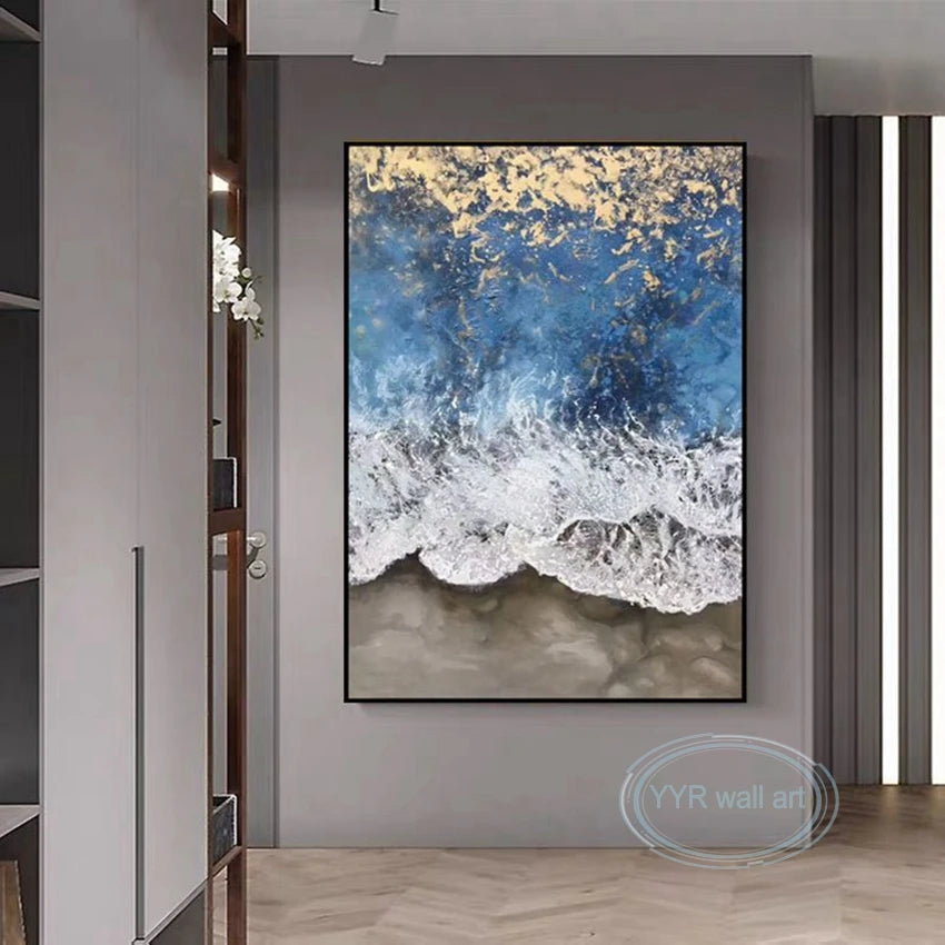 Canvas Wall Art Oil Painting 100% Handmade Abstract Tide Decoration Poster Living Room Light Luxury Picture Porch Acrylic Mural Peaceful Pleasures Health and Wellness
