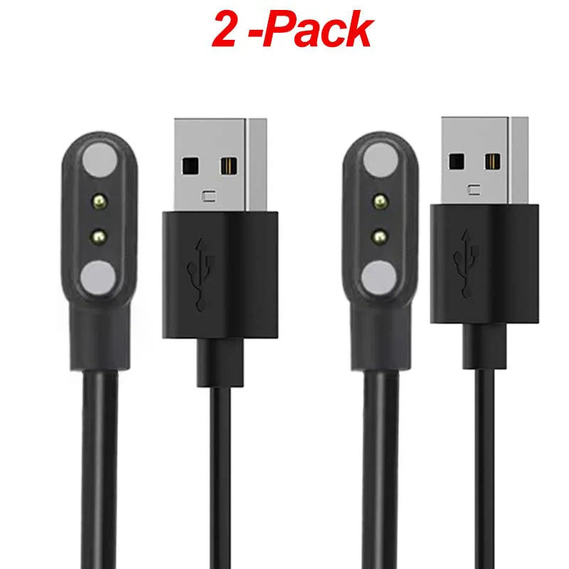 2-Pack Magnetic USB Charger for YAMAY Letsfit Willful Smartwatch Peaceful Pleasures Health and Wellness 2-Pack Black