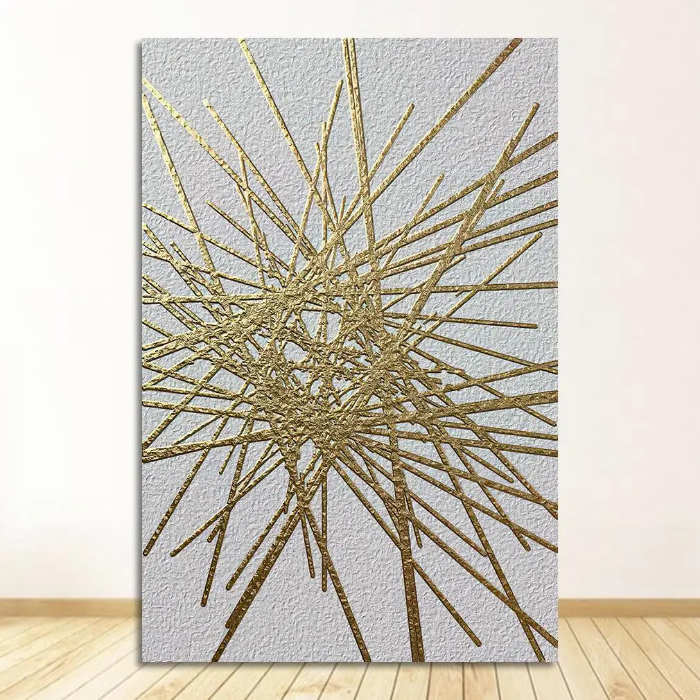 Golden Black Abstract Geometric Canvas Wall Art Poster Canvas Art Poster Peaceful Pleasures Health and Wellness 2091-04 40x60cm Unframed