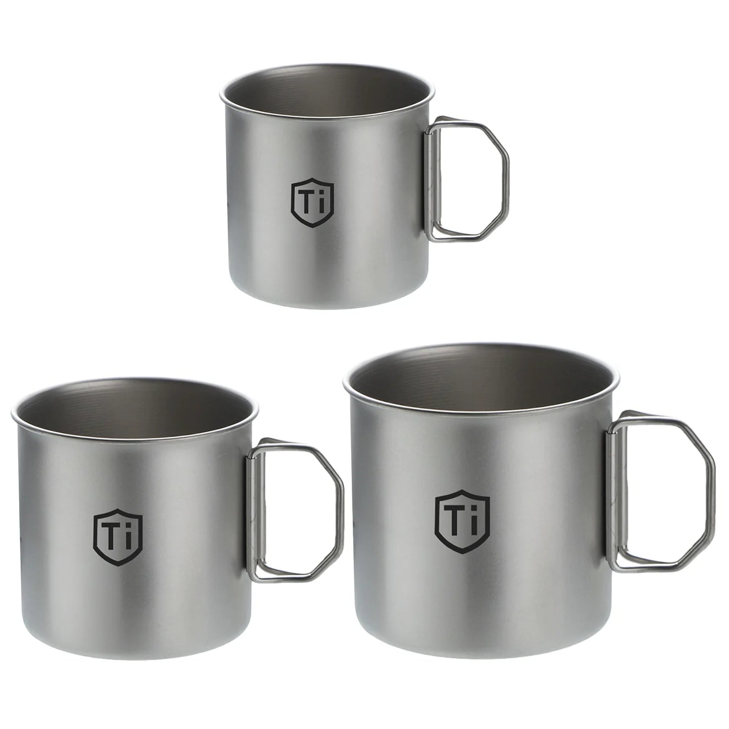 Titanium Alloy Mountainhiker Camping Cups with Foldable Handle Camping Coffee Mug Ultralight for Touring Trips Outdoor Hiking Peaceful Pleasures Health and Wellness 3Pcs