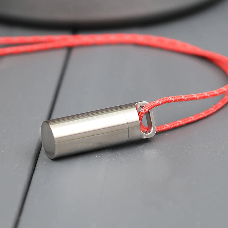 Tiartisan Pure Titanium Mini Sealed Pill Box Waterproof Keychain Outdoor Camping Ultralight Portable Polished Surface EDC Tools Peaceful Pleasures Health and Wellness