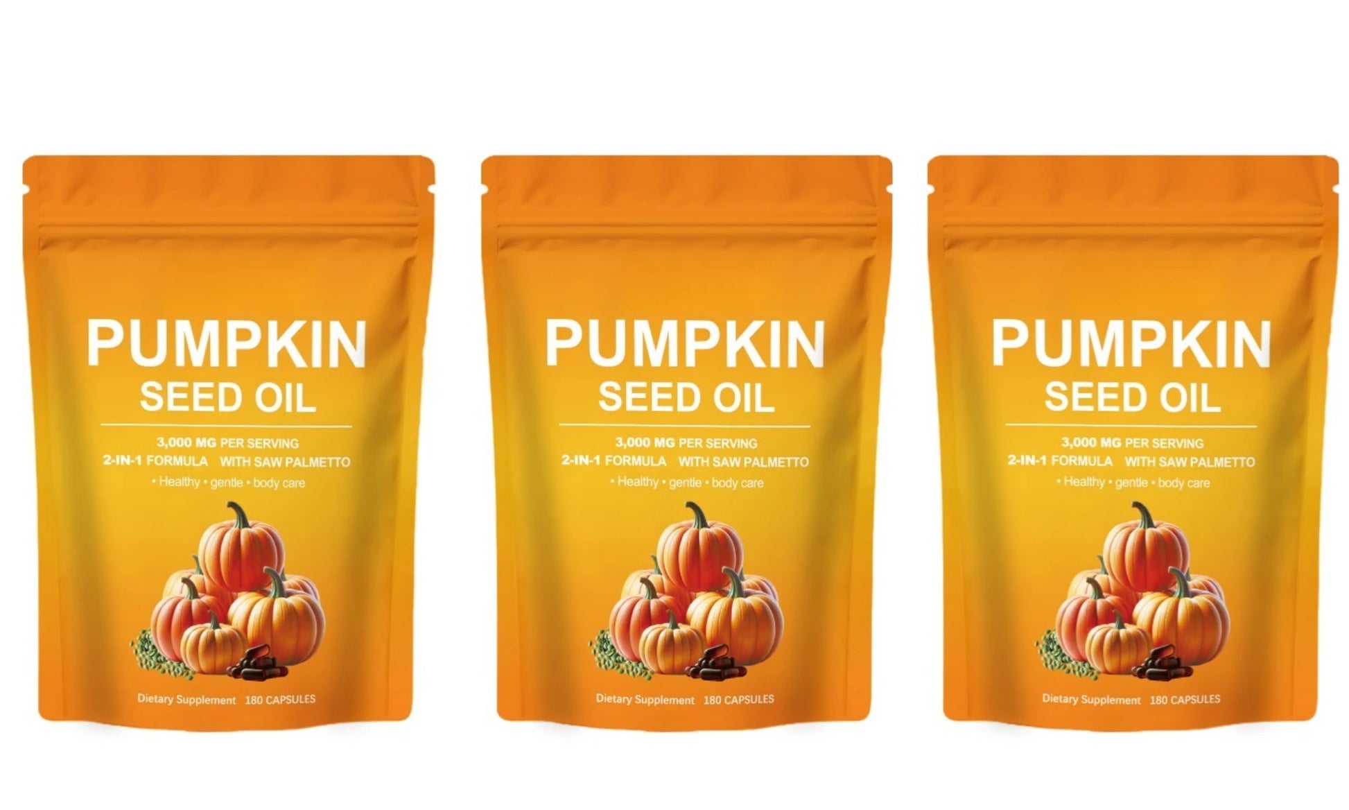Pumpkin Seed Oil Capsules Relieve Daily Physical Discomfort with Multiple Ingredient Care Capsules 180 Capsules Peaceful Pleasures Health and Wellness 3bags 540capsul
