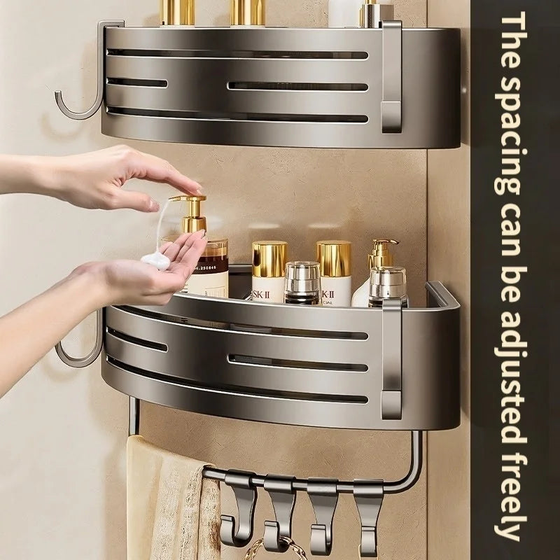 No-Drill Suction Cup Aluminum Bathroom Wall Shelf | Single Tier
