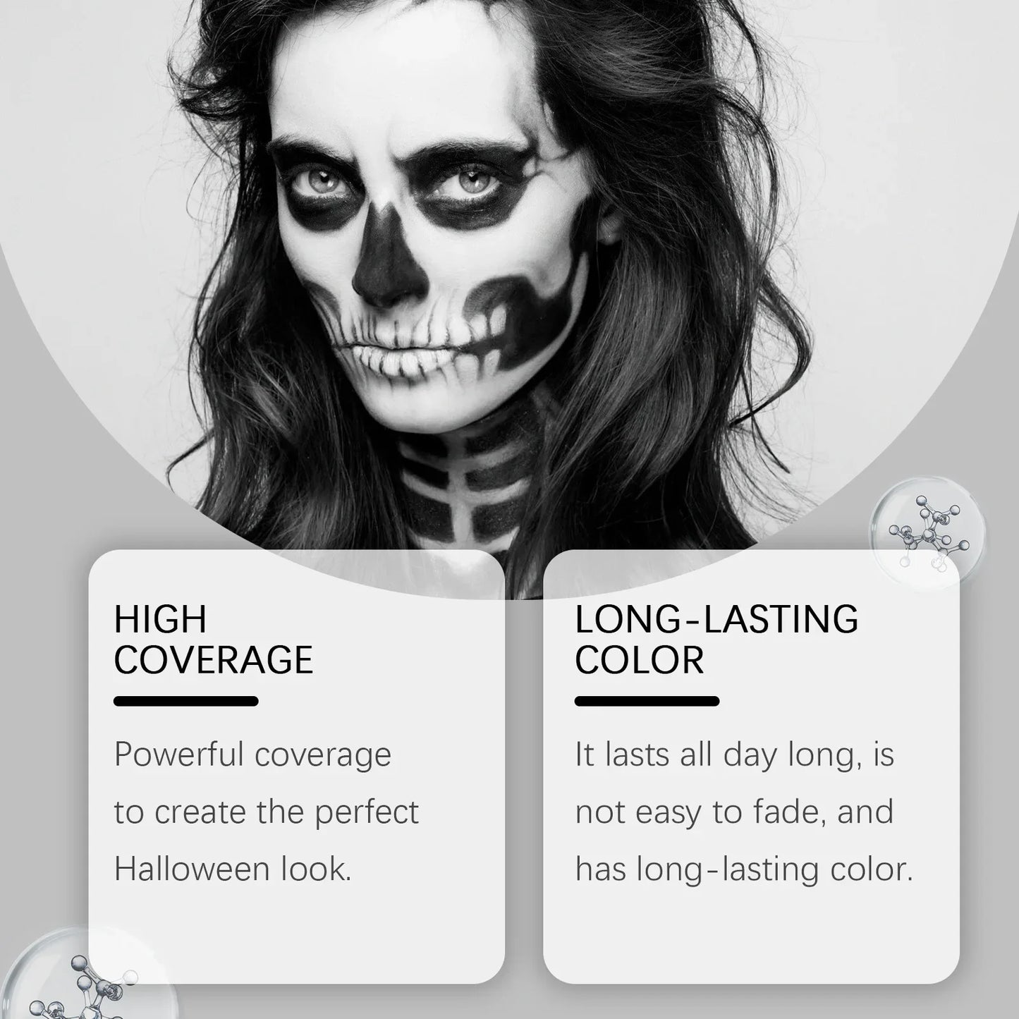 Halloween Face & Body Paint White & Black Special FX Cosplay Kit