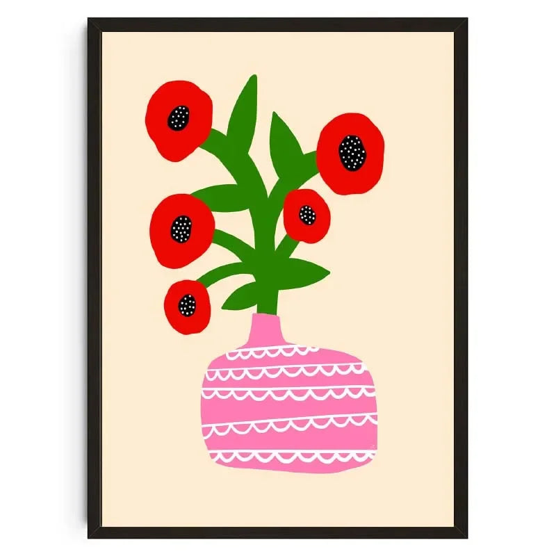 (1pc frameless)Pink Flower Market Vase Floral Plant Cute Wall Art Canvas Painting Nordic Posters And Prints Wall Picture For Peaceful Pleasures Health and Wellness
