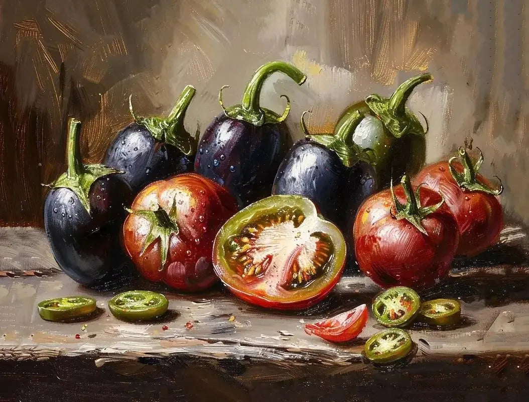 Vintage Kitchen Fruit Vegetable Still Life Canvas Wall Art Print