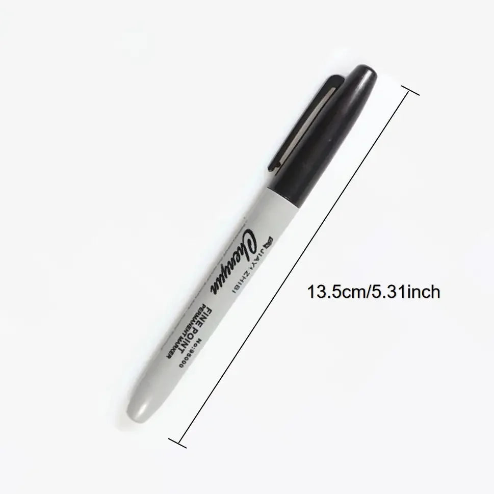 12-Pack Black Permanent Markers – Fine Tip, Waterproof, Quick-Dry