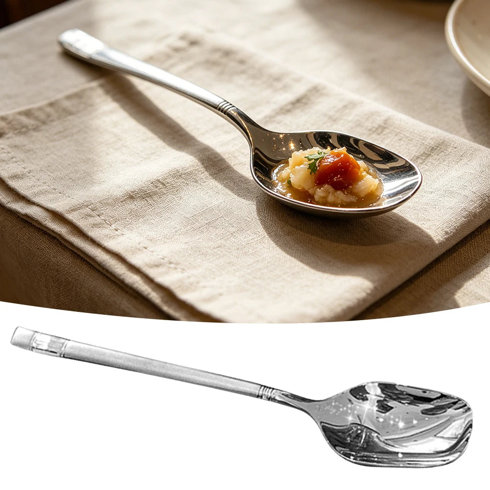 304 Stainless Steel Korean Soup Spoons,Squared Head Dinner Spoon,Flat Bottom Soup Spoons For Home,Korean BBQ Restaurant Supplies Peaceful Pleasures Health and Wellness