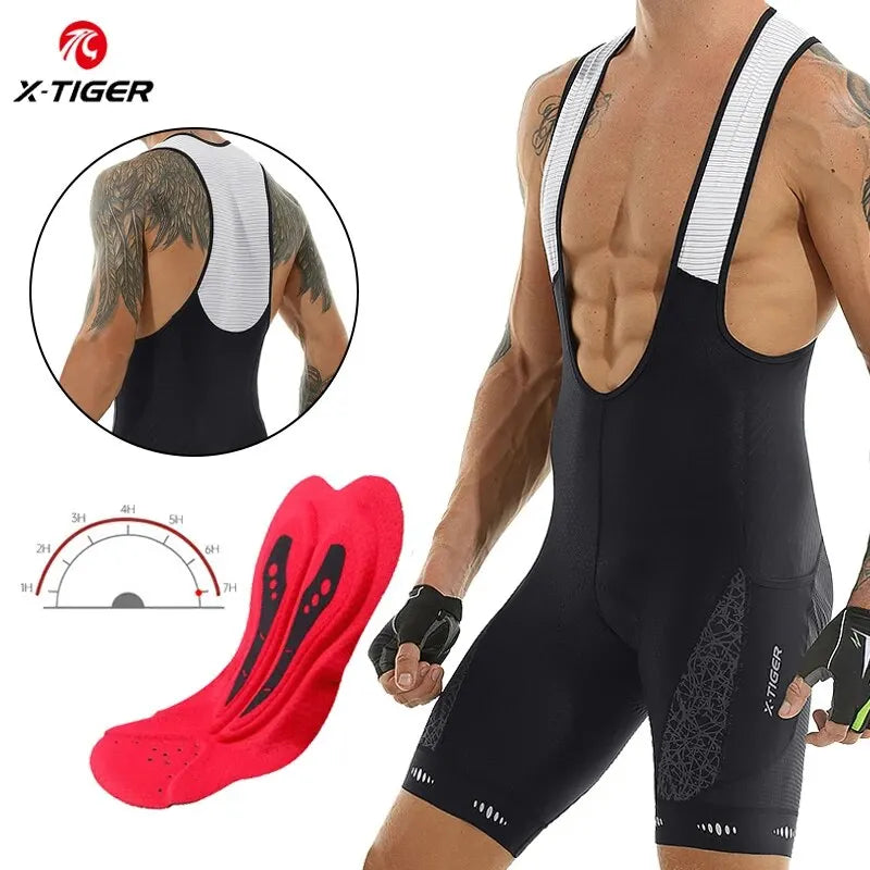 X-TIGER Men's Cycling Bib Shorts 5D Gel Pad UPF50+ Breathable