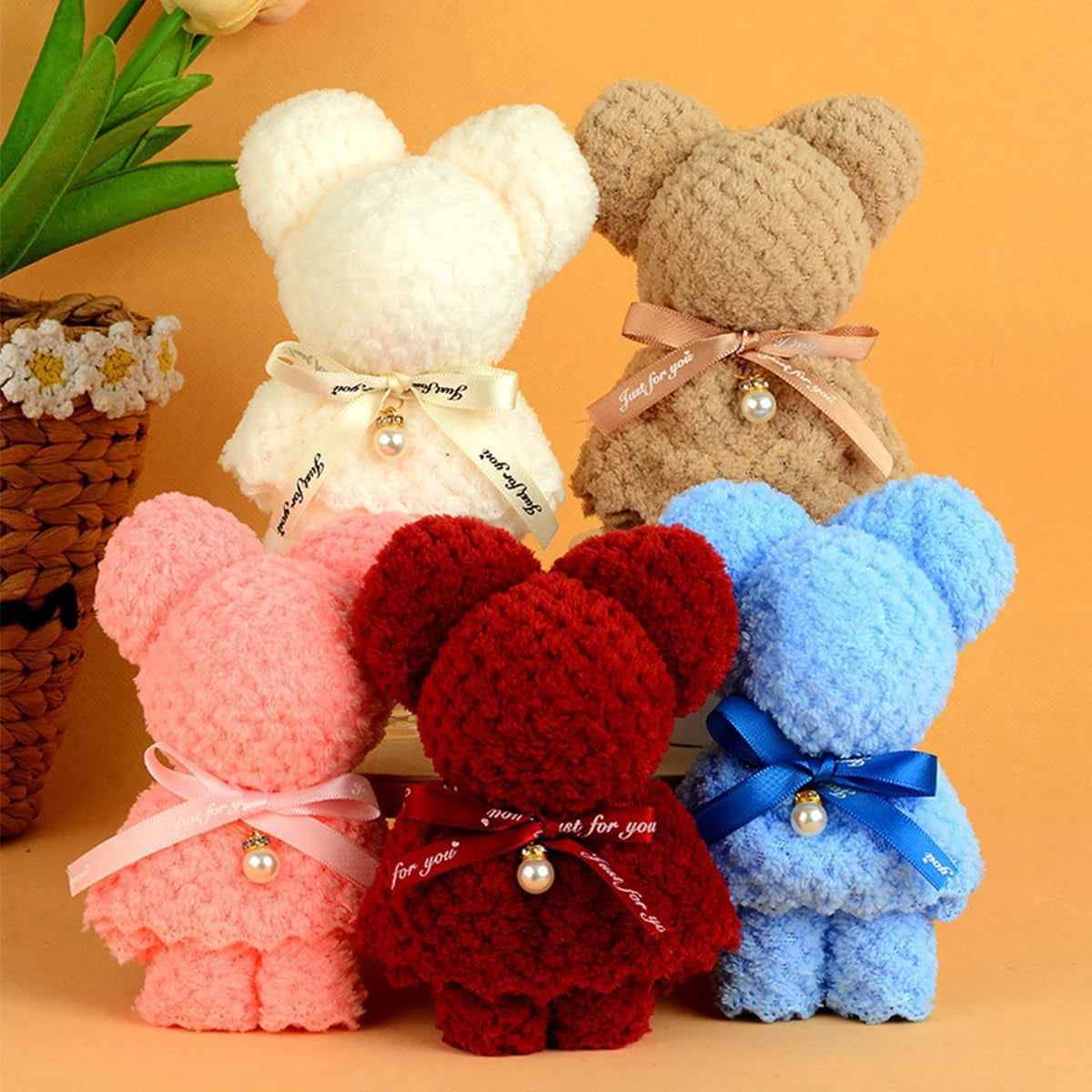 5-Pack Teddy Bear Towels | Wedding, Party & Holiday Gifts