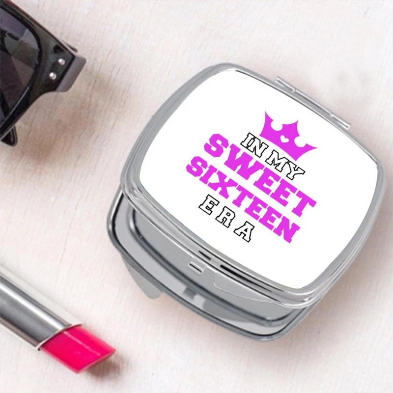 Sweet Sixteen Era Compact Mirror | 16th Birthday Gift for Girls Compact Mirror Peaceful Pleasures Health and Wellness