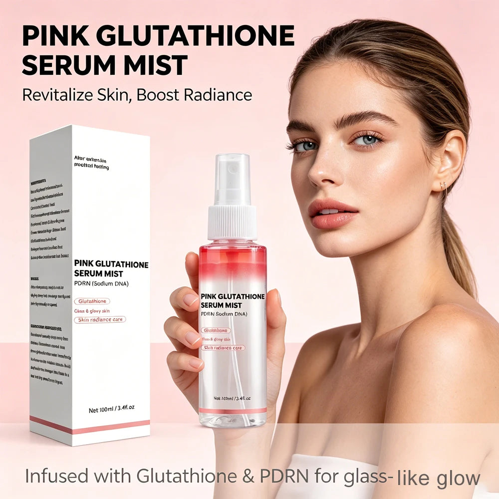 Pink Glutathione Serum Spray, Glow Serum Mist for Moisturizer, Soothing and Firming, Uneven skin tone,Salmon PDRN & Niacinamide Peaceful Pleasures Health and Wellness