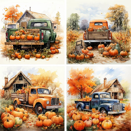 GATYZTORY Diy Painting By Numbers Kits Pumpkin Cart Scenery Picture With Number Acrylic Paint On Canvas Personalized Gift Peaceful Pleasures Health and Wellness