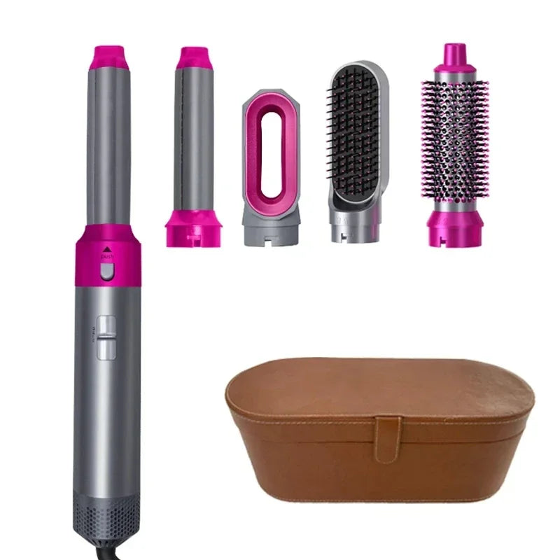 5 in 1 Hair Dryer Brush Hot Comb Set Professional Curling Iron Hair Straightener Styling Tool For Professional Hair Dryer Peaceful Pleasures Health and Wellness Rose Red Set 1 AU China Mainland