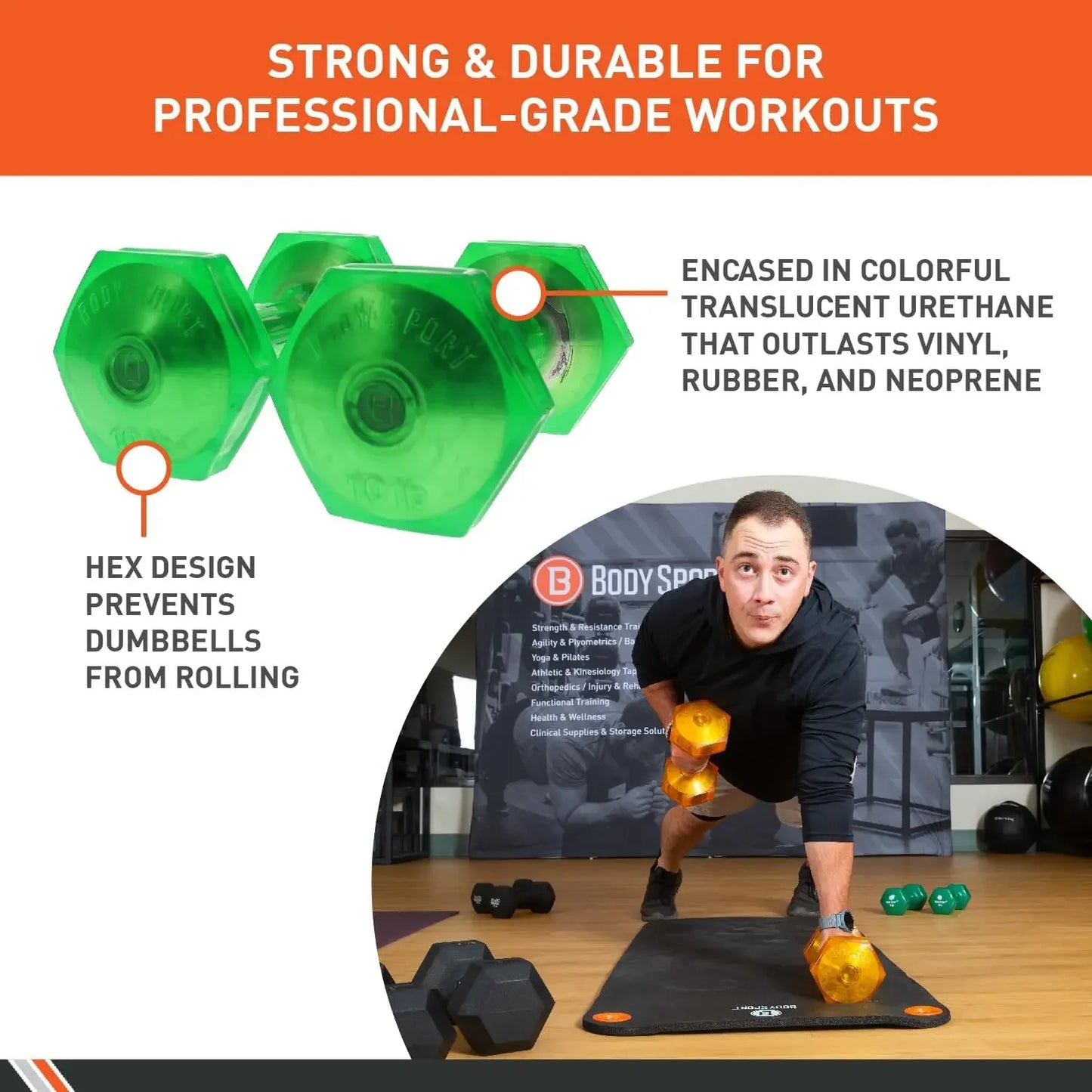 Premium Urethane Dumbbells with Steel Core & Ergonomic Gel Coating Peaceful Pleasures Health and Wellness