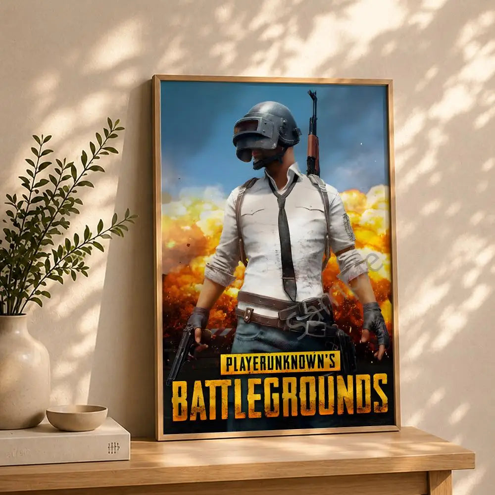PUBG Battlegrounds HD Wall Poster – Self-Adhesive Waterproof Gaming Wall Poster Peaceful Pleasures Health and Wellness White12 21X30cmNoframe