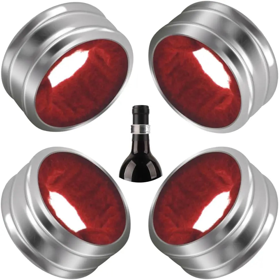 Stainless Steel Wine Bottle Collars Classy Wine Collar Drip Rings Simple and Durable Wine Drop Stoppers with Velvet Felt Inside Peaceful Pleasures Health and Wellness 4pcs Red