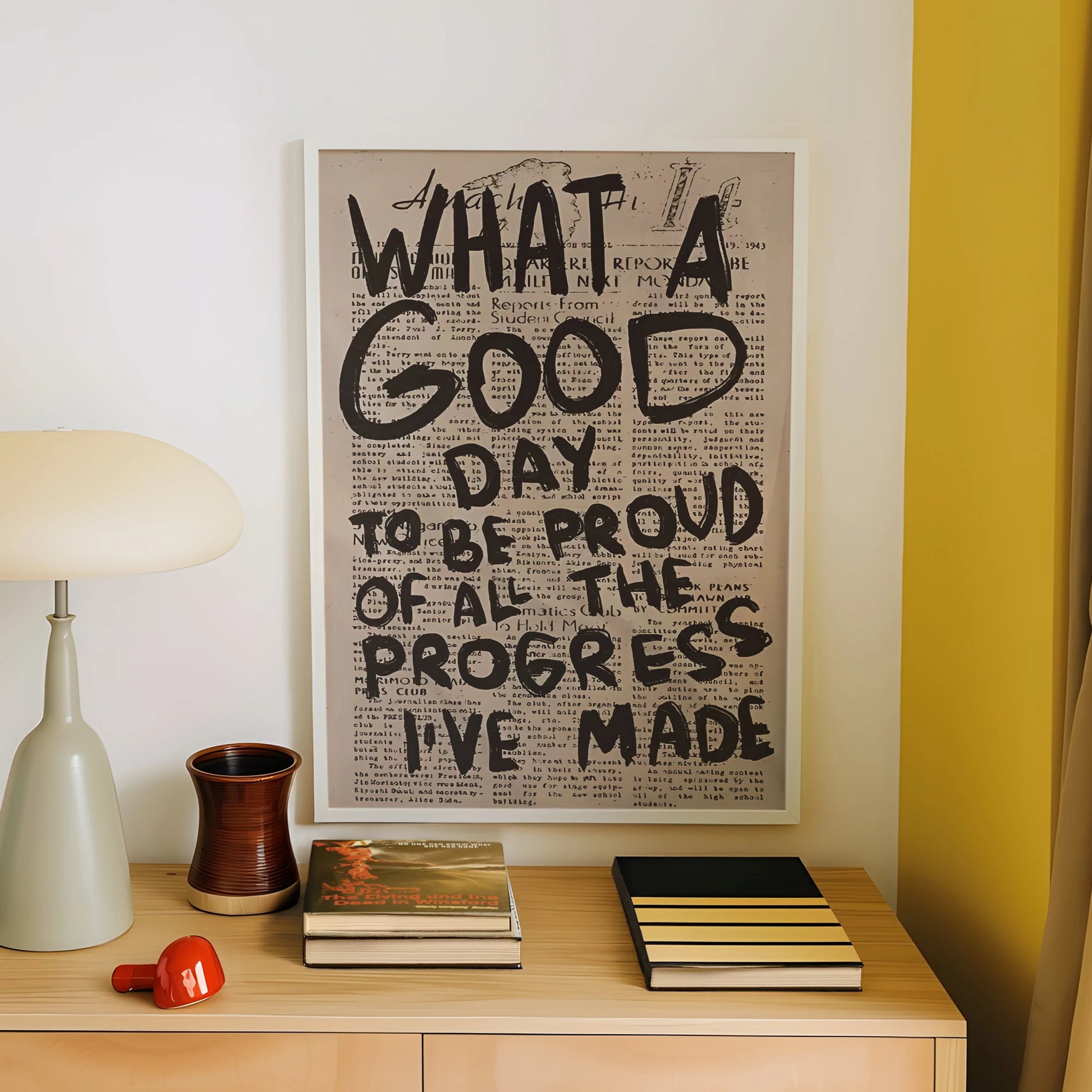 Vintage Newspaper Black Font What A Good Day Wall Art Prints Canvas Painting Poster Picture For Living Room Home Decor Peaceful Pleasures Health and Wellness