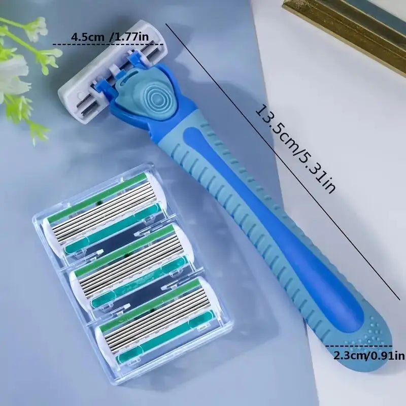 6-Layer Manual Safety Razor – Replaceable Head for Men & Women