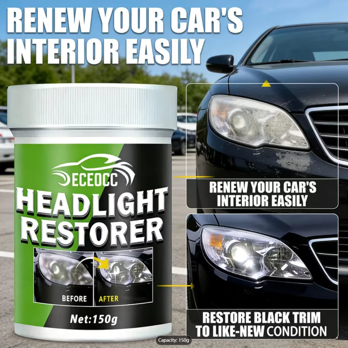 Car Headlight Restoration Kit – Remove Oxidation & Haze