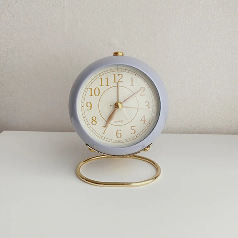 Nordic Style Alarm Clock Digital Quartz Clock Home Ornament Portable Mute Clocks with Metal Stand for Bedroom Decor Peaceful Pleasures Health and Wellness S1-2 Purple