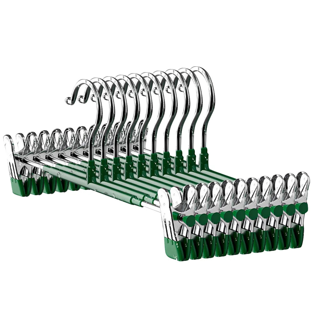 10-Pack Adjustable Clip Pants & Skirt Hangers | Non-Slip Steel