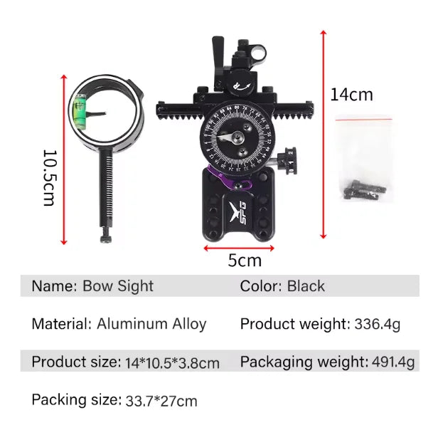 Compound Bow Sight Single Pin Scope Hunting Shooting Archery