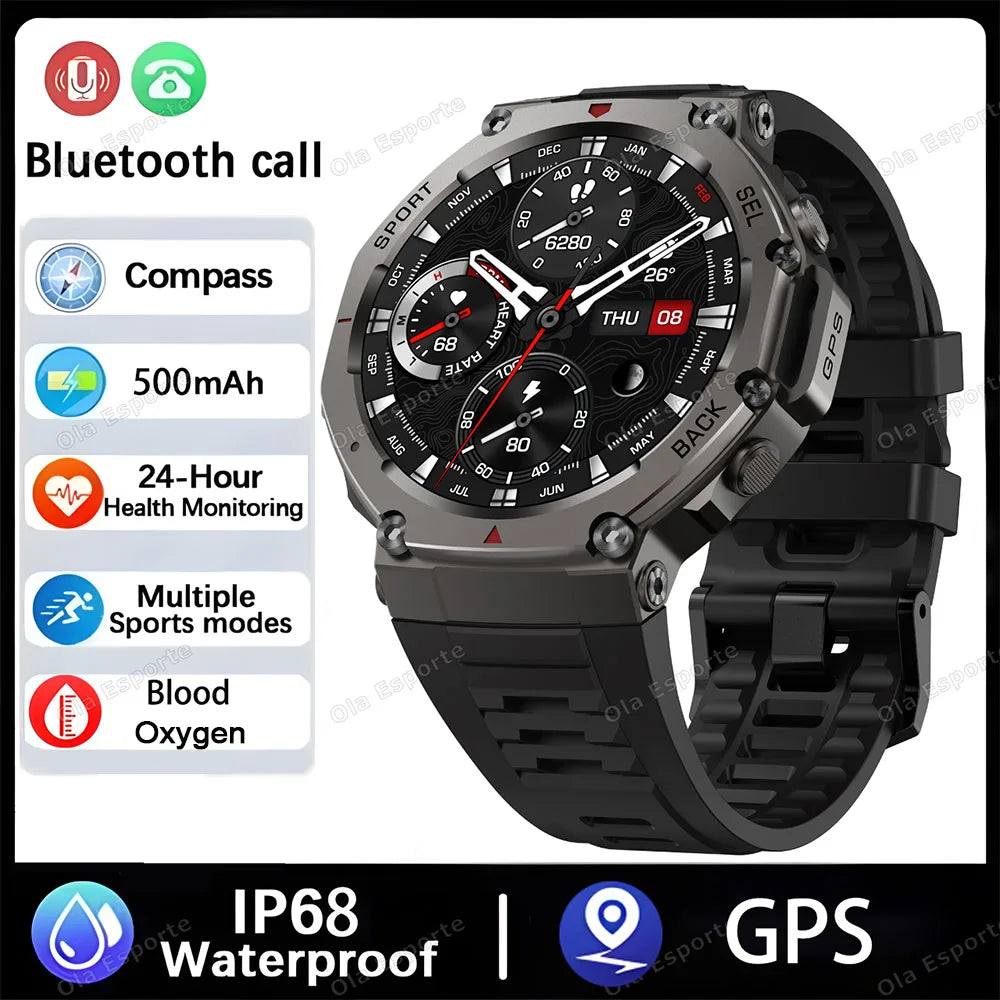 Ola Esporte HW12 Military GPS Smart Watch | AMOLED, 5ATM, 170+ Sports