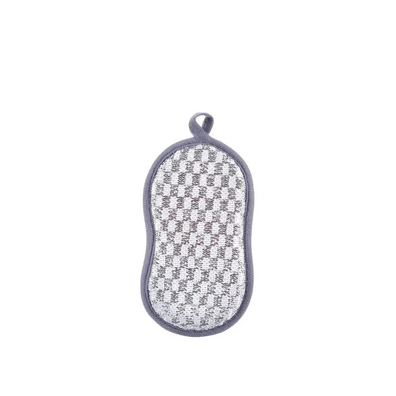 Double Side Dishwashing Sponge Dish Washing Brush Pan Pot Dish Clean Cloth Reusable Kitchen Scouring Pad Home Cleaning Tool Peaceful Pleasures Health and Wellness silver 5pcs