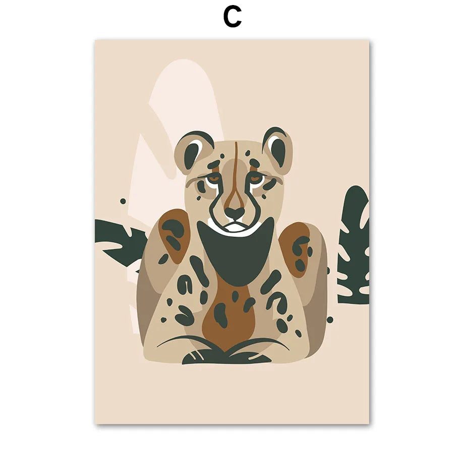 Boho Geometry Giraffe Lion Leopard Plant Leaf Wall Art Canvas Painting Nordic Posters And Prints Pictures For Living Room Dec Peaceful Pleasures Health and Wellness C 30x40cm Unframed