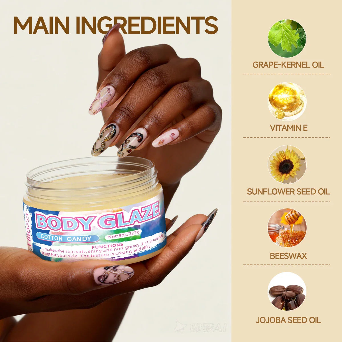 Marshmallow Body Glaze Cream – Moisturizing & Brightening 8oz