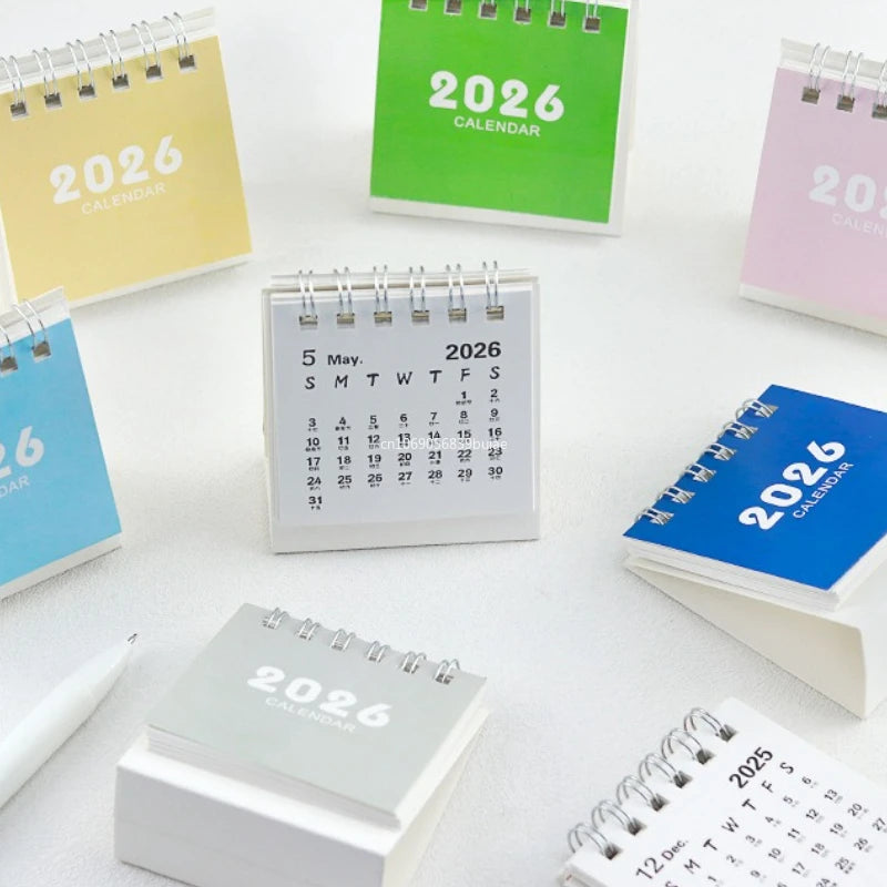 2026 Mini Simple Calendar Desk Calendar Creative Coil Calendar Planner Desktop Decorations Office Stationery Learning Planner Peaceful Pleasures Health and Wellness