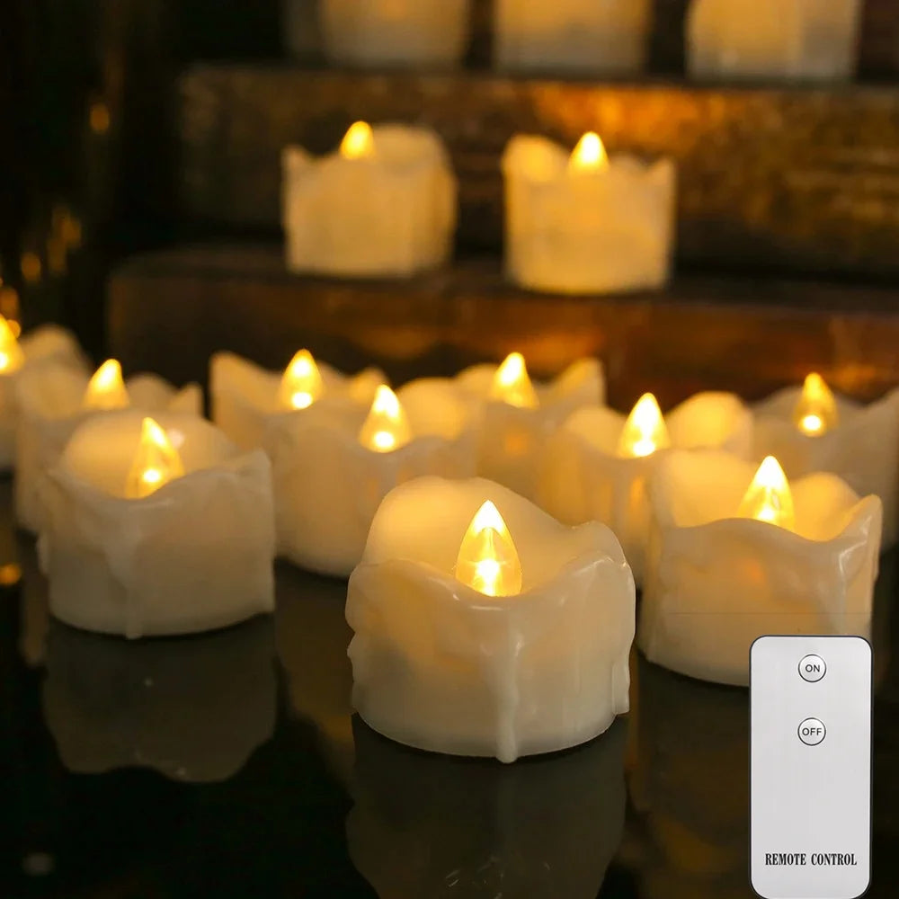 12/24Pack Flameless Flickering LED Candles with/without Remote LED Tealight Electronic Lamp for Wedding Christmas Party Decor Peaceful Pleasures Health and Wellness 12Pc Type C