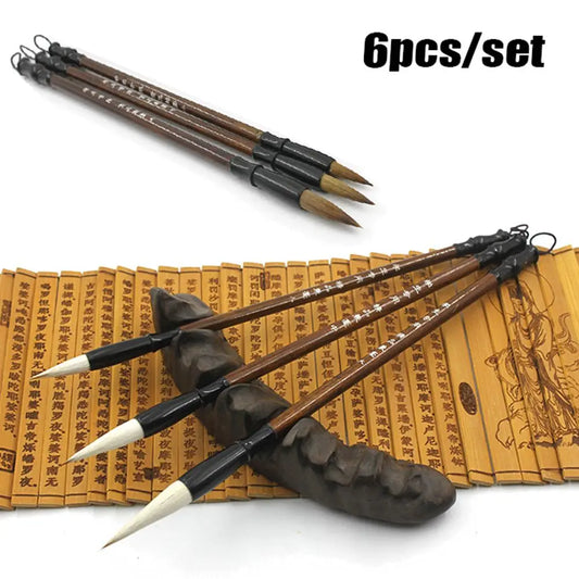 Writing Practice White Woolen Stationery Chinese Calligraphy Writing Brush Brush Pen Brown Weasel Hair Peaceful Pleasures Health and Wellness brown