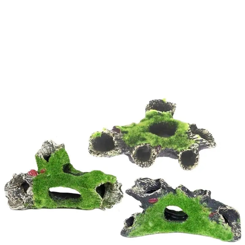 Resin Aquarium Hiding Cave | Moss Tree Root Fish Tank Decor Aquarium Decoration Peaceful Pleasures Health and Wellness