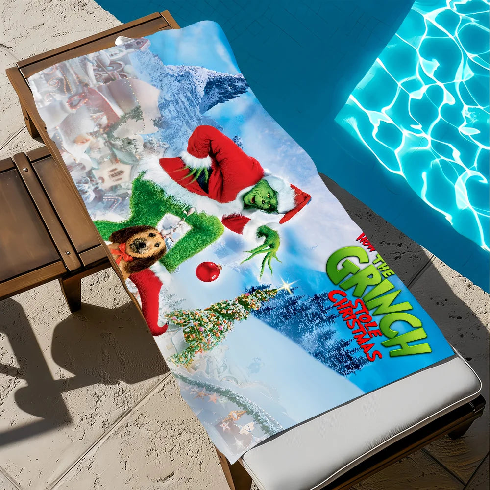 Grinch Quick-Dry Beach Towel | Soft Cartoon Print, Multi-Size Quick-Dry Beach Towel Peaceful Pleasures Health and Wellness z5 STJ80x160CM