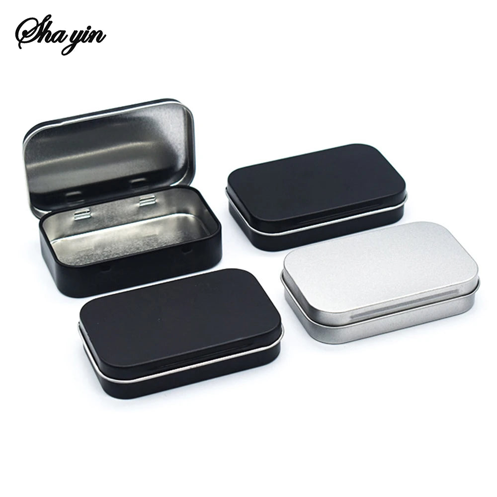 Metal Rectangular Empty Mini Tin Box Tinplate Push Candy Pill Cases Bins Jar Hinged Containers Small Organizer Storage Box Peaceful Pleasures Health and Wellness