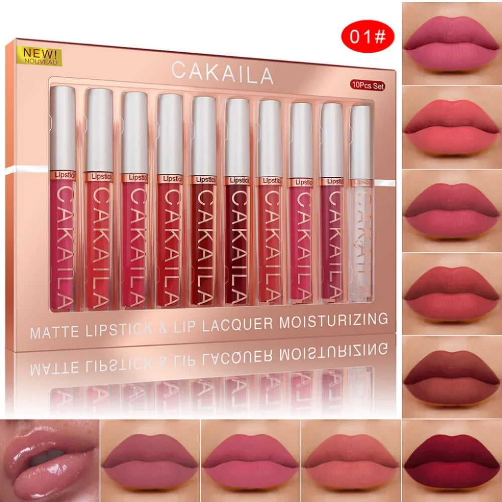 CAKAILA 10-Piece Matte Liquid Lipstick Set – Waterproof & Long-Last