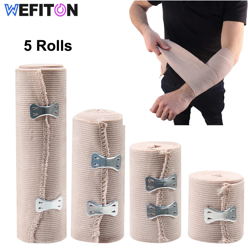 5-Pack Elastic Compression Bandage Wrap with Hooks | Sport & First Aid Compression Bandage Wrap Peaceful Pleasures Health and Wellness