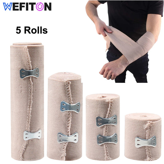 5-Pack Elastic Compression Bandage Wrap with Hooks | Sport & First Aid Compression Bandage Wrap Peaceful Pleasures Health and Wellness