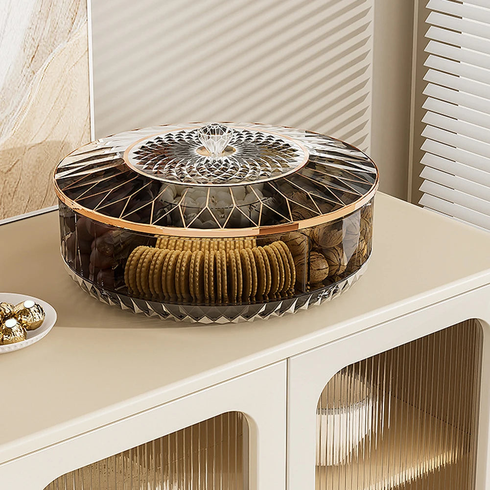 Household Tea Table Fruit Tray Rotatable Stackable Fruit Dispensing Box Dry Fruit Tray Fruit Dish Candys Container Storage Peaceful Pleasures Health and Wellness
