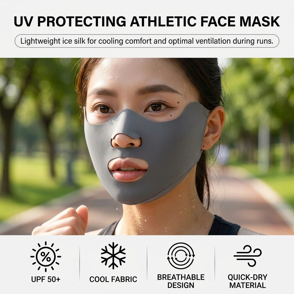 Sun-Protection Mask UPF50+ Breathable Ice Silk Material for Outdoor Sports Peaceful Pleasures Health and Wellness