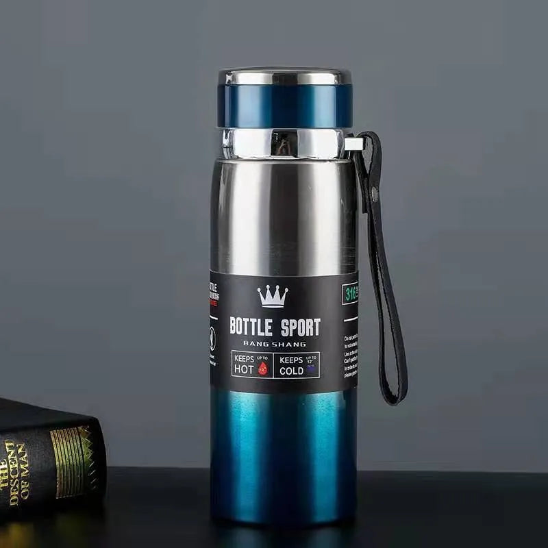 1L capacity, Space-Inspired Exercise Bottle, Double-Layer Stainless Steel Vacuum Insulated Beverage Cup, essential for large-cap Peaceful Pleasures Health and Wellness Blue 1000ML