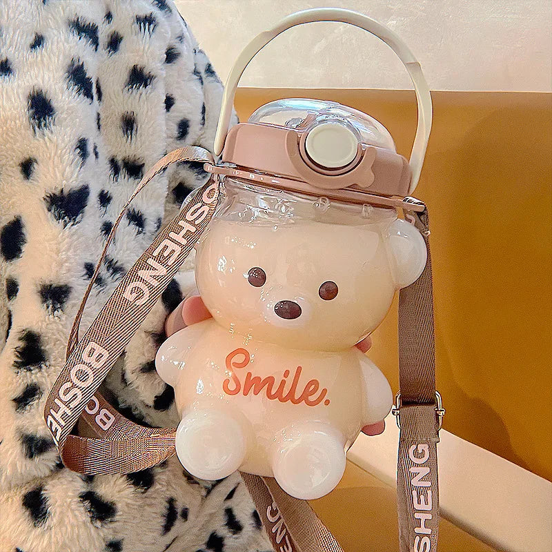 2026 New Cute Bear Cup Various Modes of 1000ml Tumbler with Straw Kawaii Water Bottle For Girl Kid Home Outdoor Drinking Kettle Peaceful Pleasures Health and Wellness