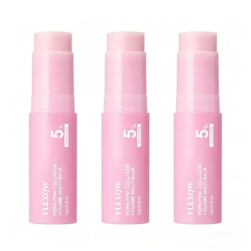 Pink Collagen Multi-balm Stick Deeply Hydrate Plumping Serum Balm For Face Neck Body Moisturizer Stick Nourish Dry Skin Skincare Peaceful Pleasures Health and Wellness 3pcs