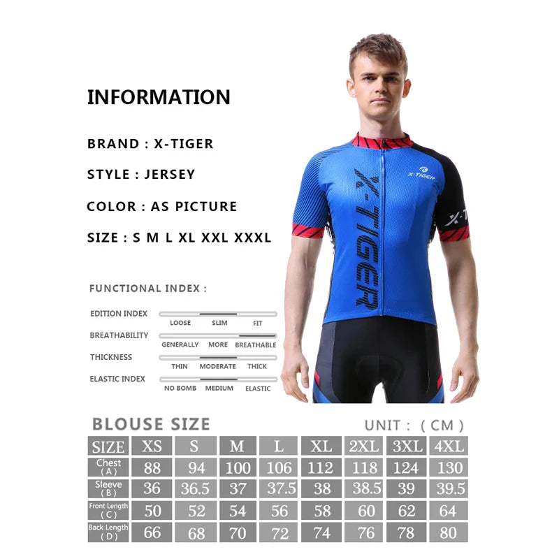 X-TIGER Men's MTB Cycling Jersey – Quick-Dry & UV Protection