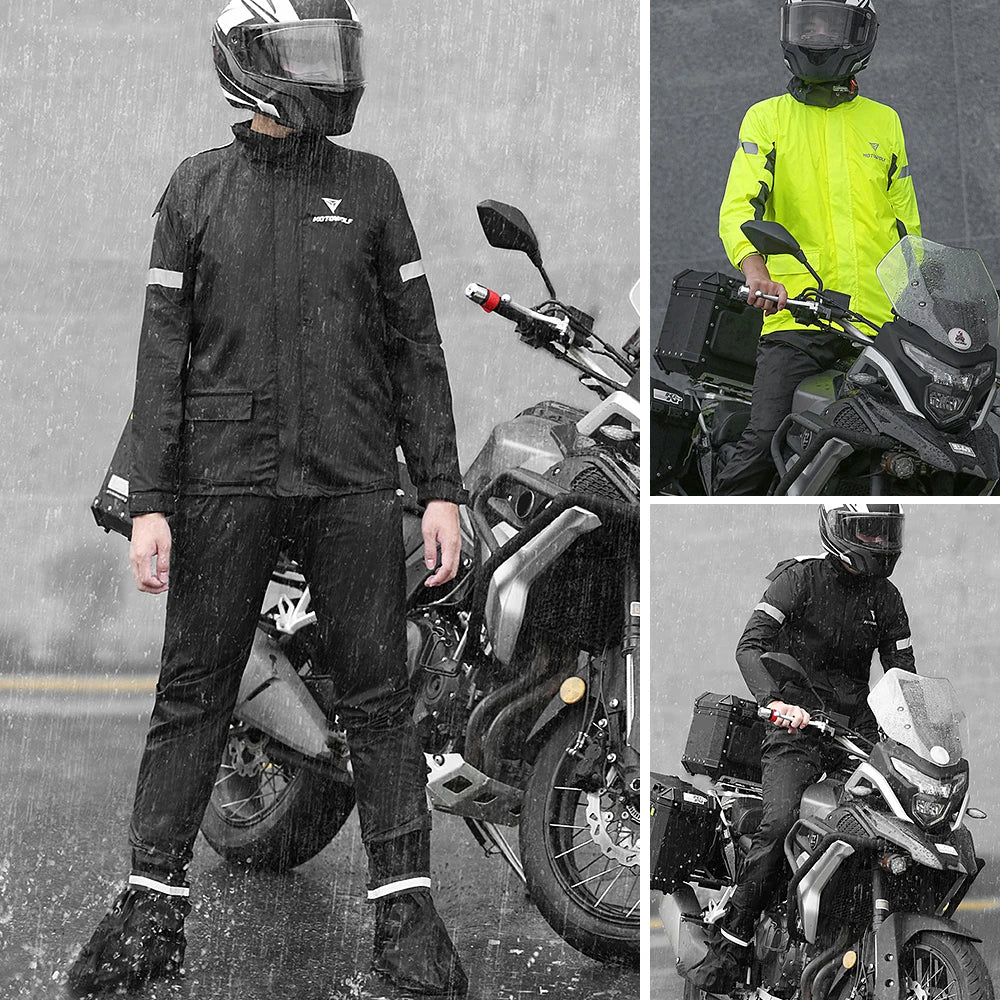 Waterproof Rain Jacket Pants Gear Men Motorcycle Suit Outdoor