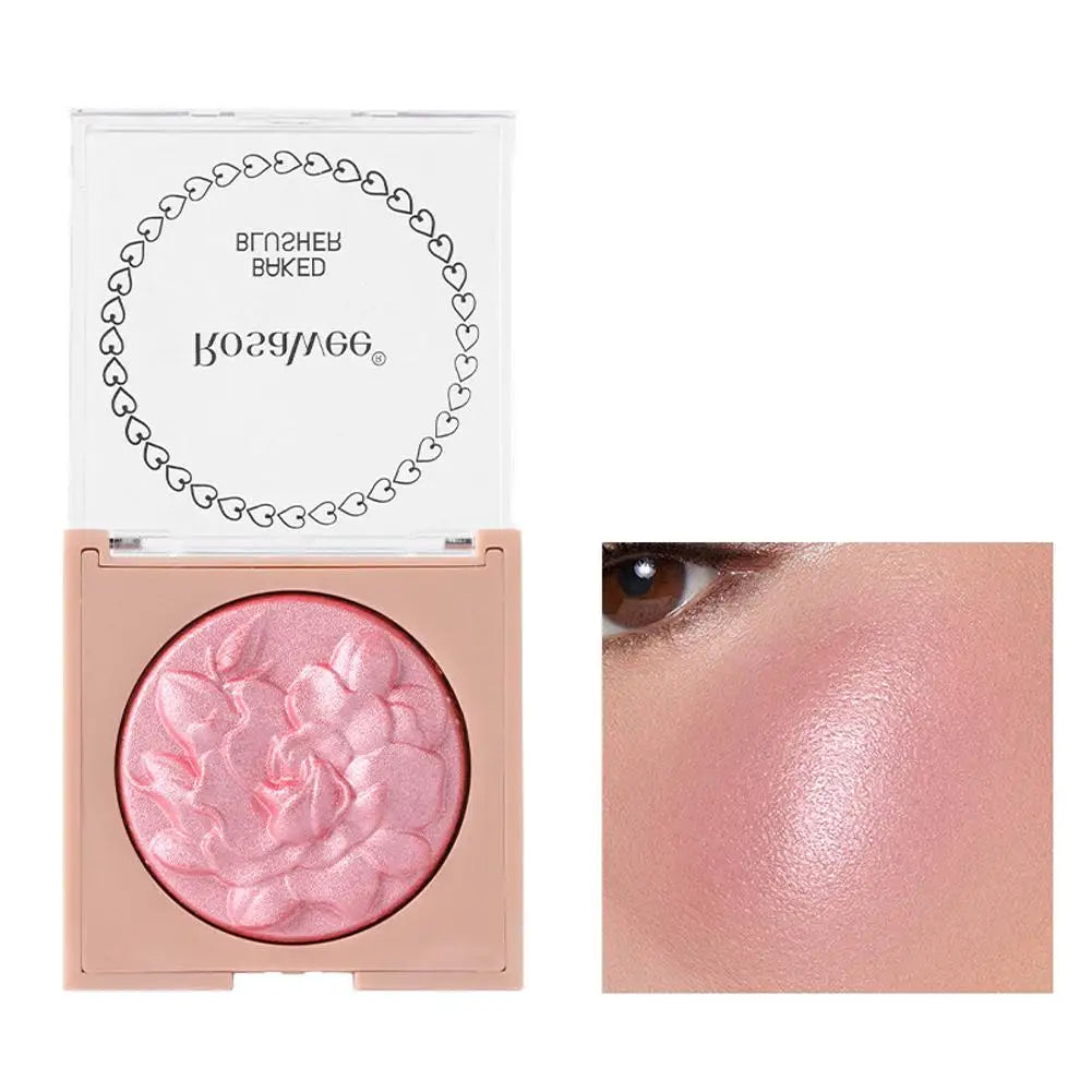 Embossed Shimmer Blush Palette – Pearlescent Baked Powder Highlighter